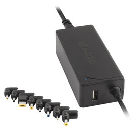 NGS W-45W Cargador Automático Universal para Portátil 45W, 8 Conectores, Compatible con Acer, Lenovo, HP, Asus, Samsung, Toshiba (19-20V, USB)